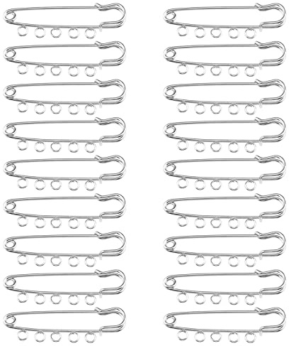 VGOL 20 STÜCKE Kiltnadeln Sicherheitsnadeln Broschennadeln Verschlüsse mit 5 Löchern für Hemden, Decken, Geldbörsen, Kostümdesign, Schmuckherstellung, Handwerk, 57 Mm