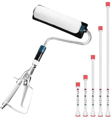 Spray Freely Airless Paint Sprayer Roller Inner Feed for High Pressure Airless Spray Gun,with Five Extension Pole Rods of Different Sizes(8in 12in 20in 30in 40in)