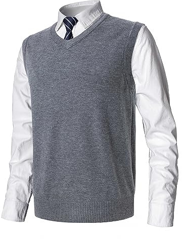 MeiLayM Hombre Invierno Sin Mangas con Cuello En V Chaleco Casual de Negocios Casual Suéter Sin Mangas Punto Chaleco suéter Caballero Suéter Cardigans Tank Tops