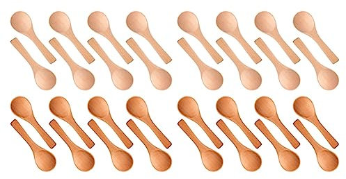 VENOAL 100 Piezas de Cuchara de Madera Pequeña Mini Cuchara Natural Cucharilla de de Madera para Cocina (Color Mezclado)