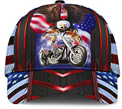 501 Trucker Kappe Racing Motorrad Amerika Us Flag Eagle Racer Geschenkidee Rot Schwarz Unisex Outdoor Hut Atmungsaktiv Mode Angeln Hüte Für Kletter Angeln