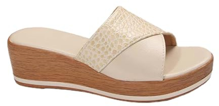 Mules pour femme avec talon - Sandales compensées - Sandales d'été - Chaussures de plage - Sandales à bout ouvert - Sandales compensées en cuir - Sandales compensées - Sandales à plateforme - Sandales