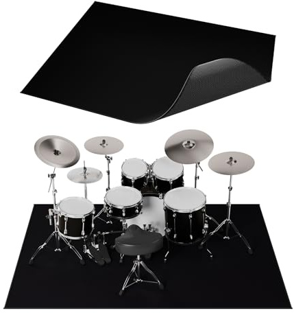 Drum Rug 3.9x5.2Ft, Drum Mat with Non-Slip Grip Bottom, Drum Mats and Rugs with Tightly Woven Fabric, Electric Drum Carpet, Soundproof Rug, Drum Accessories Gifts, Black
