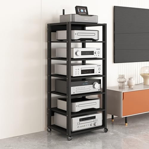 mobile per altoparlanti Mobili commerciali per cabinet stereo, Supporto mobile per giradischi vintage regolabile in altezza per ufficio e camera da letto, Supporti di grande capacità per l'archiviazio
