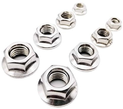 2/5/10/25 Stück M3 M4 M5 M6 M8 M10 M12 Edelstahl Sechskant Sechskantkopf gezackte Spinlock Flanschmutter Kontermutter DIN6923(M6 25pcs)