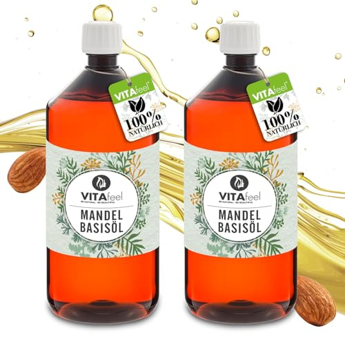 GreatVita VitaFeel Mandel Basisöl, süß, 2000 ml, vegan, gentechnikfrei, ideal zur Haut- und Haarpflege, für Aromatherapie & als Basisöl für Massageöle oder Naturkosmetik