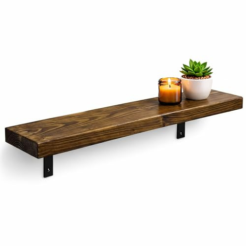 MKGT Radiator Shelf Solid Wood with Brackets | Rustic Wood Above Radiator | Radiator Cover Shelf for Hallway & Living Room – UK Handmade (Tudor Oak, 90 cm)
