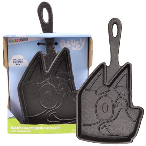 Galerie Bluey Cast Iron Pancake Skillet with Mix, Cartoon Breakfast Character, 3.52 Ounces