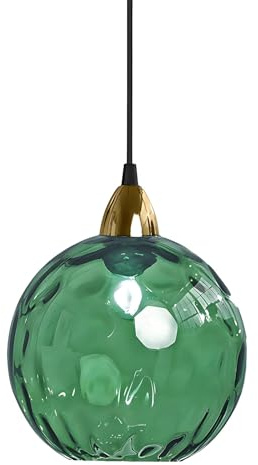 XIRYTU-H 20cm/7.9'' Industrielle kugelförmige Vintage-Glas-Pendelleuchte, E27 Deckenleuchte Hängelampe, Goldenes Ende & Glas-Kugel-Schirm, Esszimmer Schlafzimmer Kronleuchter (Grün, 20cm)