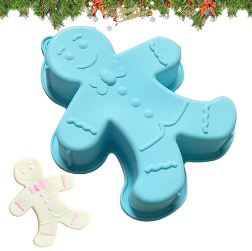 Qkbuza Große -Silikon-Kuchenform, antihaftbeschichtet | Lebkuchenmann-Kuchenform für Weihnachten, Lebkuchenmann, Kuchenform, Backblech, Lebkuchenmann, Silikon-Backformen zum Backen