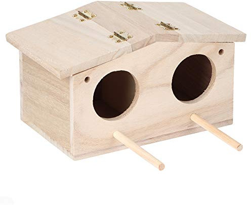 Aumotop Wooden Pet Bird Nests House Breeding Box Cage Birdhouse Accessories Cute Log Cabin Ventilated for Parrots Swallows Platane Wood