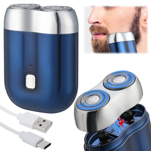 Mini Electric Shaver, Electric Razor for Men, Rechargeable Waterproof Compact Electric Shaver, Portable Double Head Razor, Head Shavers Wet and Dry for Travel Home Business Trip