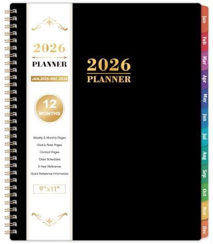 Planner 2025 - 2025, settimanale e mensile, gennaio 2025 - dicembre 2025, 23 x 28 cm, planner settimanale e mensile 2025 con linguette adesive colorate + orari delle lezioni + contatti + calendari +