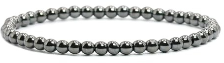 LAKADA Bracelet en hématite véritable pierre précieuse avec perles rondes de 4 mm - différentes longueurs - bracelet en pierres précieuses porte-bonheur talisman cadeau