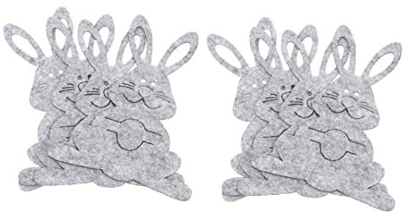 FUNNETOYU 8 Stück Kaninchen Bestecktasche Utensil Hasenohren Schneidegabel Tasche Tisch Hase Plüsch Grüner Hase Sackleinen Besteck Dekoration Kaninchen- Geschirr Party Grey Vlies