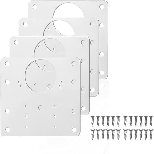 4Pcs Hinge Repair Plate, Cabinet Hinge Mounting Plate Kit, Suitable for Fixing wardrobes, Wooden Tables, Wooden beds and Most Other Furniture. (with Screws)