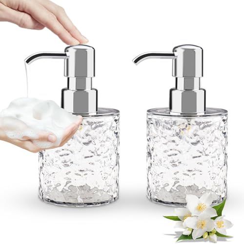 Foydream Distributeur Savon Mousse, 2 Pièces 300ml Flacon Pompe Vide en Plastique, Distributeur Shampoing et Gel Douche, Distributeur Savon avec Tête de Pompe en Mousse (Circulaire)