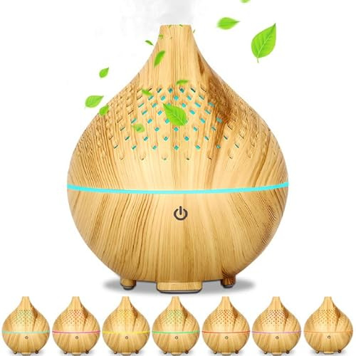 MAISITOO 160ml Aroma Diffuser, Ultra Leise Ultraschall Luftbefeuchter,Ätherische Öle,BPA-Free Aromatherapie Humidifier für Schlafzimmer Yoga Spa,7 Farben LED Lichter (Holzkorn)