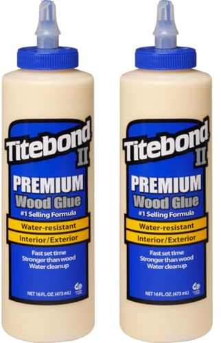 Titebond II Lot de 2 tubes de colle à bois résistante aux intempéries pour l'intérieur et l'extérieur 473 ml
