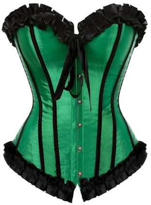 Dam Vinröd Satin Sexig Överbystkorsett(Green,M)