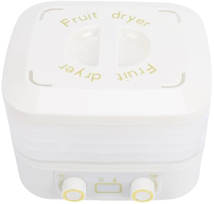 Depisuta Disidratatore Alimentare 160W, Essiccatore Elettrico per Frutta a 5 Strati con Doppie Manopole con Timer 1-48H, Controllo della Temperatura Regolabile Essiccatore (Bianco) (Spina europea