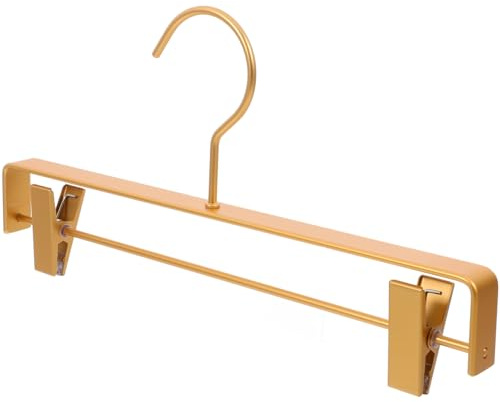 Gadpiparty Aluminium KleiderbüGel Mit Clips Platzsparender HosenbüGel FüR Hosen Und RöCke Metall KleiderbüGel Zur Organisation Im Kleiderschrank Goldener Hosenhalter FüR Leggings Und Shorts