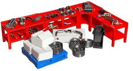 MetieFasia Miniature Garage Model Accessories Modification Repair Tools Workshop Garage Diorama PP Material Suitable for Display Collector Miniature Car, Style B