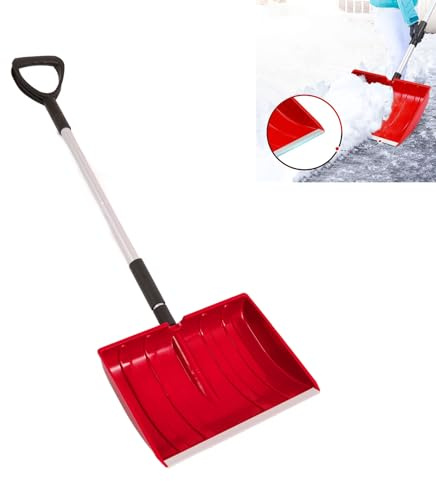 Fauitay Pala de Nieve, Pala Portátil Ligera Desmontable para Exteriores con Ajustable para Eliminación de Nieve, Emergencia en el Jardín del Coche (Rojo)