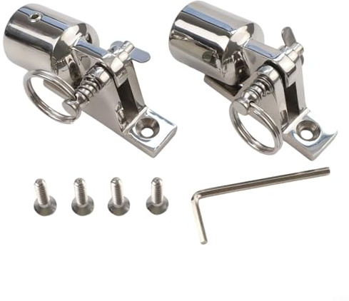 CashMuch 2 Pairs Heavy Duty Top Deck Hinge Set With Quick Release Pin, 316 Stainless Steel Eye End Cap And Shade Sail Hardware Kit Including Wrench And Screws For Boat Awnin(22mm)