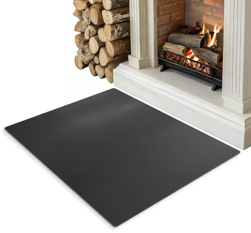 Parascintille per Protezione Pavimento 100x80 cm | Tappetino Ignifugo per Caminetti e Stufe a Legna e Pellet | Piastra di Base - Acciaio Nero Opaco