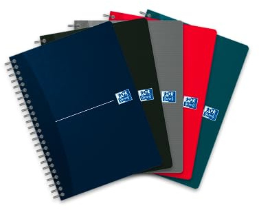 Oxford Spiral-Notizbuch A5, liniert, 180 Seiten, 4 aus 6 Farben, 5 Stück