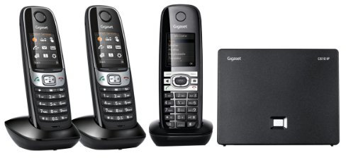Gigaset C610 IP Trio Set 3 Telefoni Cordless ECO DECT e Base di Ricarica, Nero [Francia]
