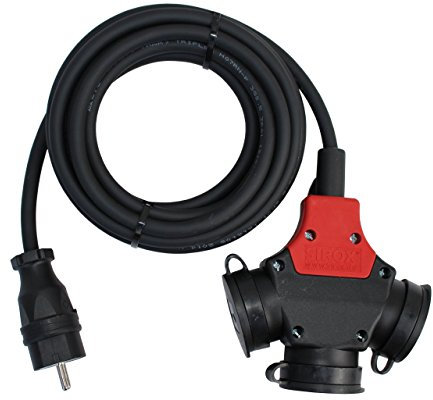 Adapter Verlängerung Stromverteiler 15m 3x2,5mm² H07RN-F Schukostecker auf Dreifachkupplung 3x230V Verteiler