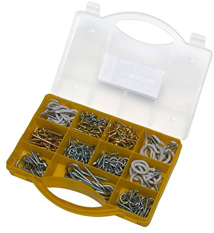 brackit 233 Piece Hook Assortment – Including PVC Cup Hooks, Square Hooks, Eye Hooks and Screw Hooks for DIY and Home Décor Projects - Durable Screw in Hooks for Hanging and Organizing
