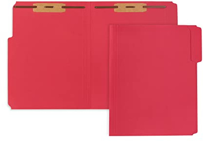 Blue Summit Supplies 50 Red Fastener File Folders, Letter, 2 Prong