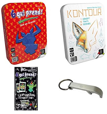 Set mit 2 Spielen: 6 Wer nimmt + 1 Erweiterung Vachement Gut + Kontour + 1 Yoyo Blumie