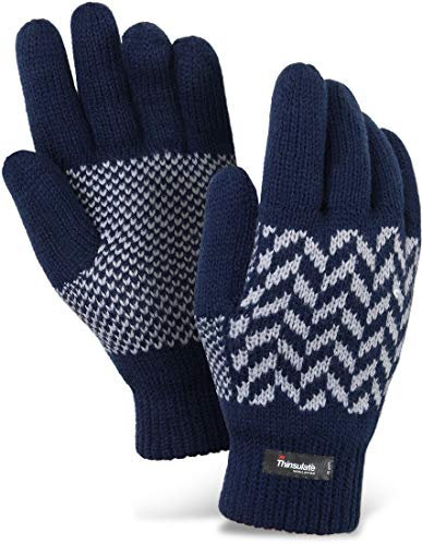 Storfisk fishing & more Thinsulate Strickhandschuhe mit Strickmuster, weiches Innenfleece, gefüttert, Farbe :Blau, Größe:L/XL