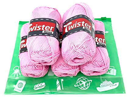 Handstrickgarn Häkelgarn Baumwollgarn Stricken Haekeln Basteln 5x50g Fb.31 rosa inkl.Zippbeutel