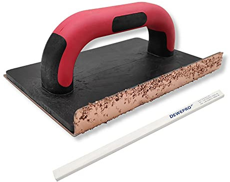 DEWEPRO® Hartmetall-Schleifbrett aus Wolfram Karbid mit abgewinkelter Seite und 2-Komponentengriff - Körnung K24 - geeignet zum Anrauen von Mauerwerken u.ä. - inkl. 1 St. DEWEPRO Bleistift