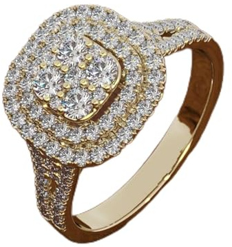 Bague micro-cloutée dorée 18 carats pour femmes bijoux en pierres précieuses carrées bague bagues en diamant boîte pour cadeau de bijoux pour femmes