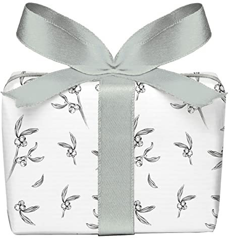 3er Set 3 Bögen MISTELZWEIGE GRAU SCHWARZ WEIß Weihnachtsgeschenkpapier Geschenkpapier zu Weihnachten, Adventskalender basteln, PEFC zertifiziertes Papier, 50 x 70 cm