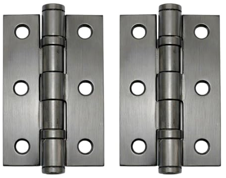 UAP 3 Inch Ball Bearing Butt Door Hinges for Internal Doors 75mm x 50mm Mild Steel Square Corner Internal 2 Pack Matt Satin Black