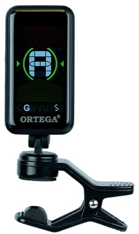 Ortega Guitars Clip On Tuner / Kopfplattenstimmgerät (OET-BK) | Für Gitarre, Bass, Ukulele, Geige