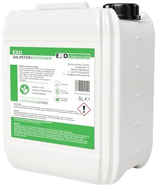 EXO Salpeterentferner | Spezialreiniger gegen Ausblühungen, Mauersalze und hartnäckige Verschmutzungen auf Mauern, Ziegeln etc. | kraftvoll | lösemittelfrei (5 Liter)