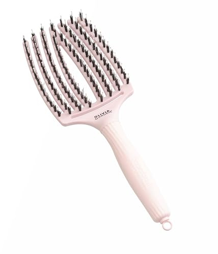 Olivia Garden Fingerbrush Care Iconic - Large - Pastel Pink - Detangler Bürste mit Wildschweinborsten & Nylon für gesundes und glänzendes Haar