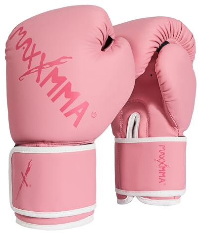 MaxxMMA Pro Style Gants de boxe pour hommes et femmes, absorption efficace des chocs, protection du poignet, sac de frappe, MMA, Muay Thai, Sparring (rose, 300 g)