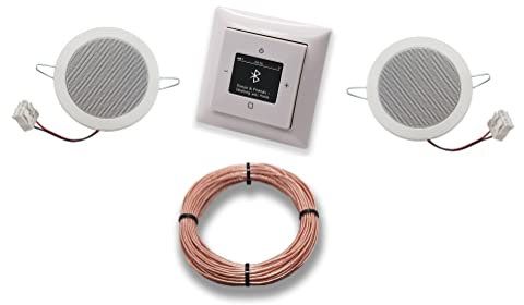 Busch Jäger DAB+ Bluetooth Unterputz Unterputzradio DAB BT 8217 U – 101 alpinweiß Komplett-Set Balance SI + 2 x Deckenlautsprecher/Einbaulautsprecher + 20 Meter Lautsprecherkabel 2x0,75 mm² 8217U-101