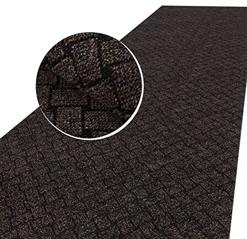 ANRO Schmutzfangmatte Flur Läufer Schmutzfangläufer Fußmatte Teppichläufer Flurteppich Türmatte Meterware Melbourne Dunkelbraun 300x100cm