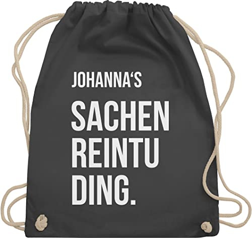 Turnbeutel Rucksack - Taschen - Damen - Sachenreintuding mit Name personalisiert I Sachen Reintu Ding Name | Stoffbeutel mit Spruch - Unisize - Dunkelgrau - personalisierter sportbeutel