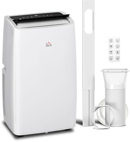 HOMCOM Portable Air Conditioner 14000 BTU, 4-in-1 Air Conditioning Unit, Dehumidifier, Cooling, Fan, Sleep Mode with 3 Speeds, Remote Control, LED Display, 24H Timer, Window Kit, Children Lock, 40m²